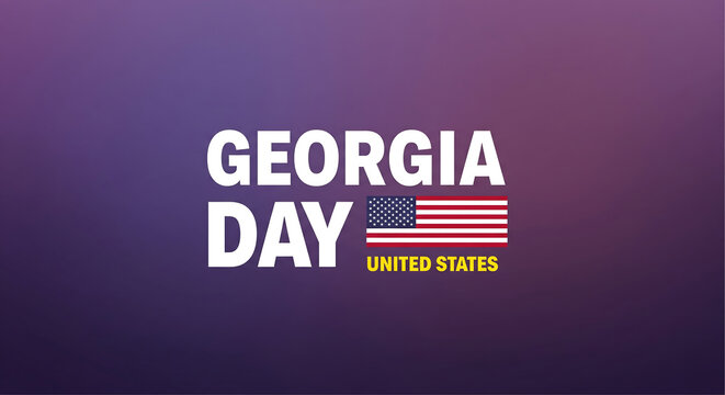 Georgia Day Celebration in United States: Patriotic Holiday Design with Flag and Text, US National Observance - Powered by Adobe