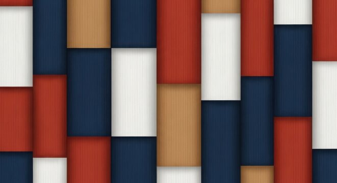 Abstract geometric rectangles pattern red blue white tan textured background - Powered by Adobe