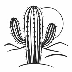 Desert cactus under moonlight