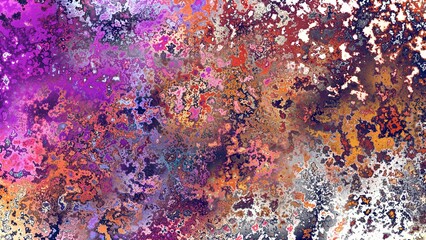 Fototapeta premium Abstract rust-like organic texture with vibrant marbled colors, corroded metal surface effect and expressive chaotic pattern