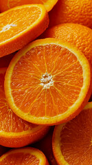 A close-up of a pile of juicy vibrant orange slices