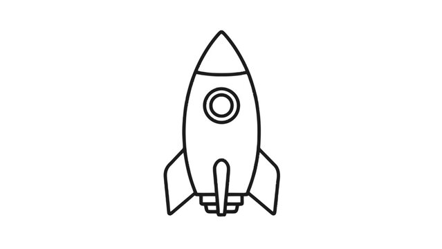 Minimalist rocket icon isolated on transparent background, Vector
