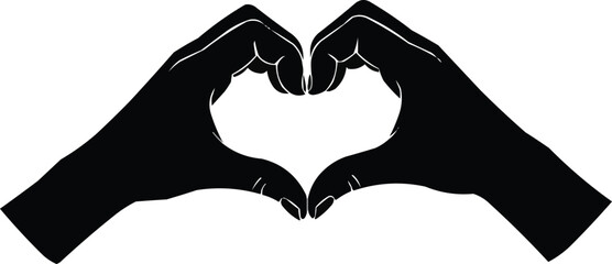 Fototapeta premium Heart Hands Gesture Black Silhouette Vector Illustration