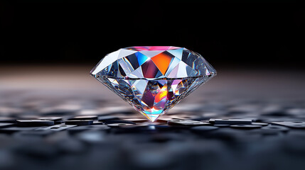 Digital Diamond Levitating in Storm of Corrupted Data Files, Cybersecurity and Data Protection Concept on Black Background.