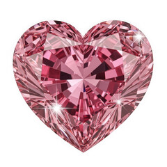 Fototapeta premium Pink heart-shaped diamond isolated on transparent background