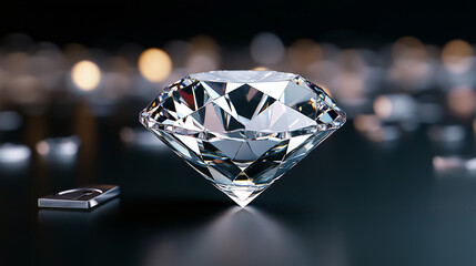 Digital Diamond Levitating in Storm of Corrupted Data Files, Cybersecurity and Data Protection Concept on Black Background.