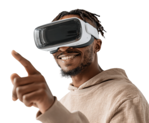 Exploring virtual reality experiences digital content creation engaging environment, isolated on transparent background, png
