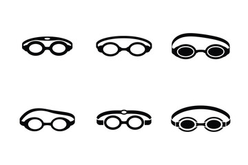 Vector swimming goggles icons set with white background