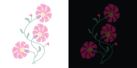 Flower Rhinestone Design, Transfer Rhinestone Template