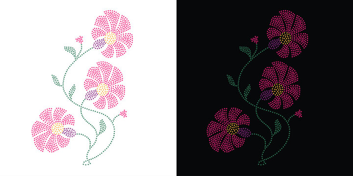Flower Rhinestone Design, Transfer Rhinestone Template