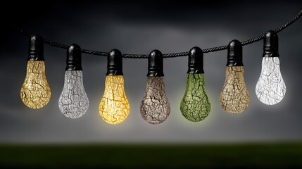 String of Decorative Edison Bulbs Illuminated Outdoors.