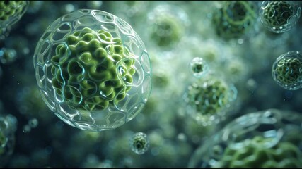 Viral Cell Structure Microscopic View of Pathogen Replication - Powered by Adobe