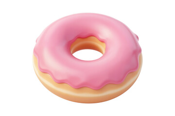 Delicious Glazed Pink Donut With Sprinkles on White Background