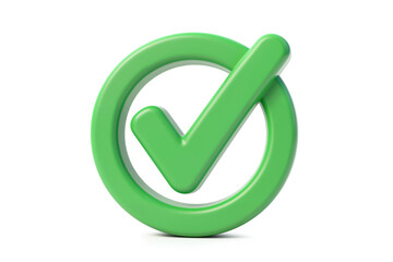 Green Check Mark in Frame Icon Isolated on White Background