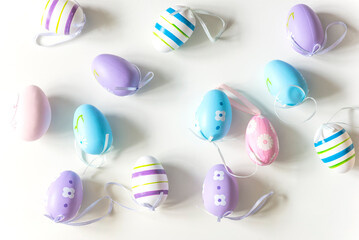 Happy Easter holidays concept. Easter eggs on a white background