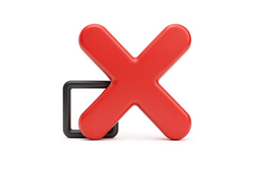 Red Cross Mark with Black Checkbox Frame