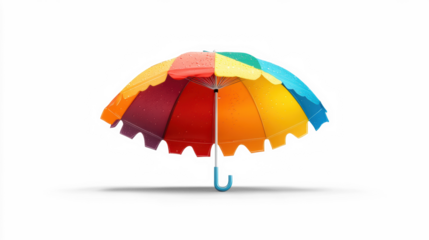 Colorful Umbrella with Water Droplets on Transparent Background