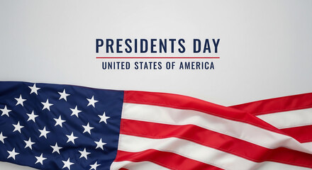 Presidents Day Concept: American Flag & Patriotic Celebration. Perfect for greetings, banners, and national holiday marketing campaigns.