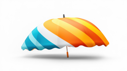 Colorful Umbrella with Bold Stripes on Transparent Background