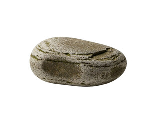 Weathered stone rock with moss and cracks on surface