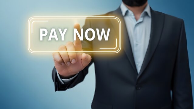 Businessman interacting with a digital payment interface - Powered by Adobe