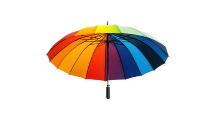 Colorful Umbrella with Assorted Bottles and Gadgets on Transparent Background