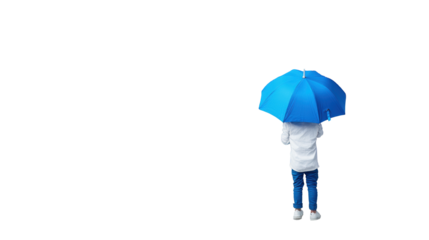 Blue Umbrella and Paint Splash on Transparent Background