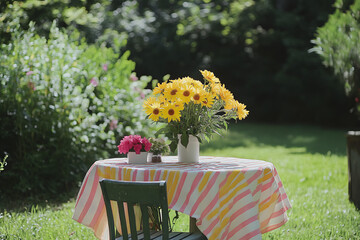 Summer Garden Baby Shower Table with Natural Flower Decor  