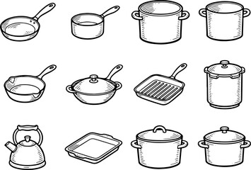 Cookware Icon Collection Simple Modern Kitchen Tools Icons