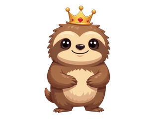 Obraz premium A colorful cartoon sloth wearing a royal crown, perfect for whimsical designs and illustrations