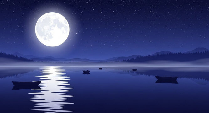 moon over lake