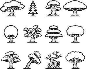 Minimal Big Tree Logo Icon Set Modern Branding