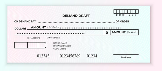 Modern Bank Cheque Template with Purple Gradient Design