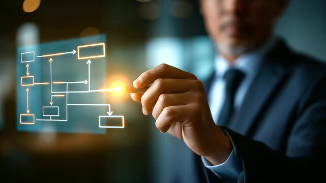 Workflow process programming to streamline strategy implement software defocused automation background concept design flowchart business model flow diagram scheme chart solution