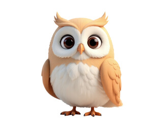 Obraz premium A cartoon owl with large expressive eyes on a white background, suitable for educational or children's materials