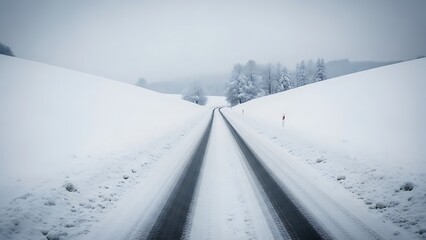 Obraz premium View of forest road in winter, Snow in winter close-up. Macro image of snowflakes, winter holiday background., Set of abstract winter backgrounds for social media stories. Colorful winter banners wi 