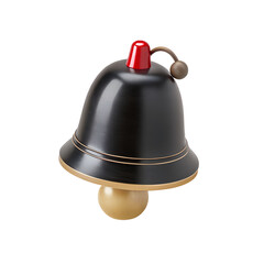 Cut-out 3D icon of notification bell, rounded shapes, clean minimal style, white isolated transparent background.