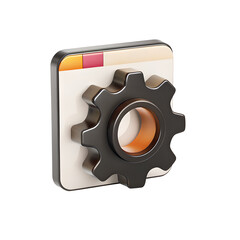 3D icon of settings gear, minimal modern clean design, white isolated transparent background. Cut out setting gear.