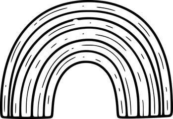 Hand-drawn black and white rainbow illustrations on a white background
