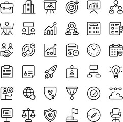 Minimal Business and Office Icon Set Black Vector Logotype Collection for Corporate and Management