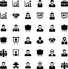 Simple HR and Career Icons Black Vector for Business Growth