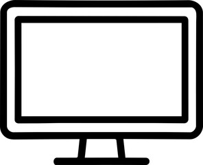 Computer Monitor Icon, Minimal Black and White Desktop Screen Silhouette for Display and Technology Concepts
