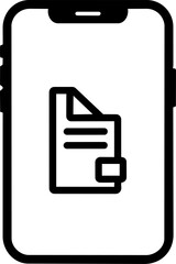 Mobile Document Icon, Minimal Smartphone with File and Lock Symbol for Secure Digital Documents
