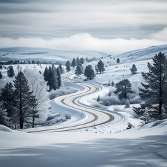 Stunning panorama of snowy landscape in winter in Black Forest - winter wonderland snow, Panorama of beautiful winter park
