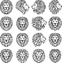Minimal Lion Head Icon Set for Business and Wildlife