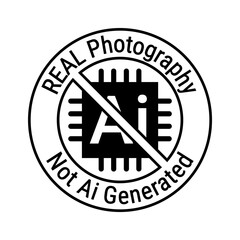 real photography not ai generated symbol logo icon label vector isolated on transparent background