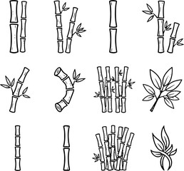 Minimal bamboo icon set for business branding