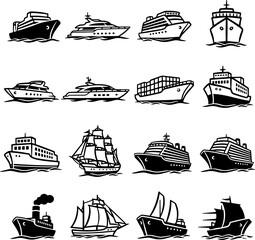 Abstract large ship icon collection for business identity