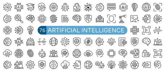 Artificial Intelligence Icon Set Outline Style