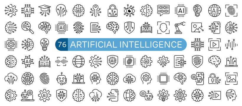 Artificial Intelligence Icon Set Outline Style